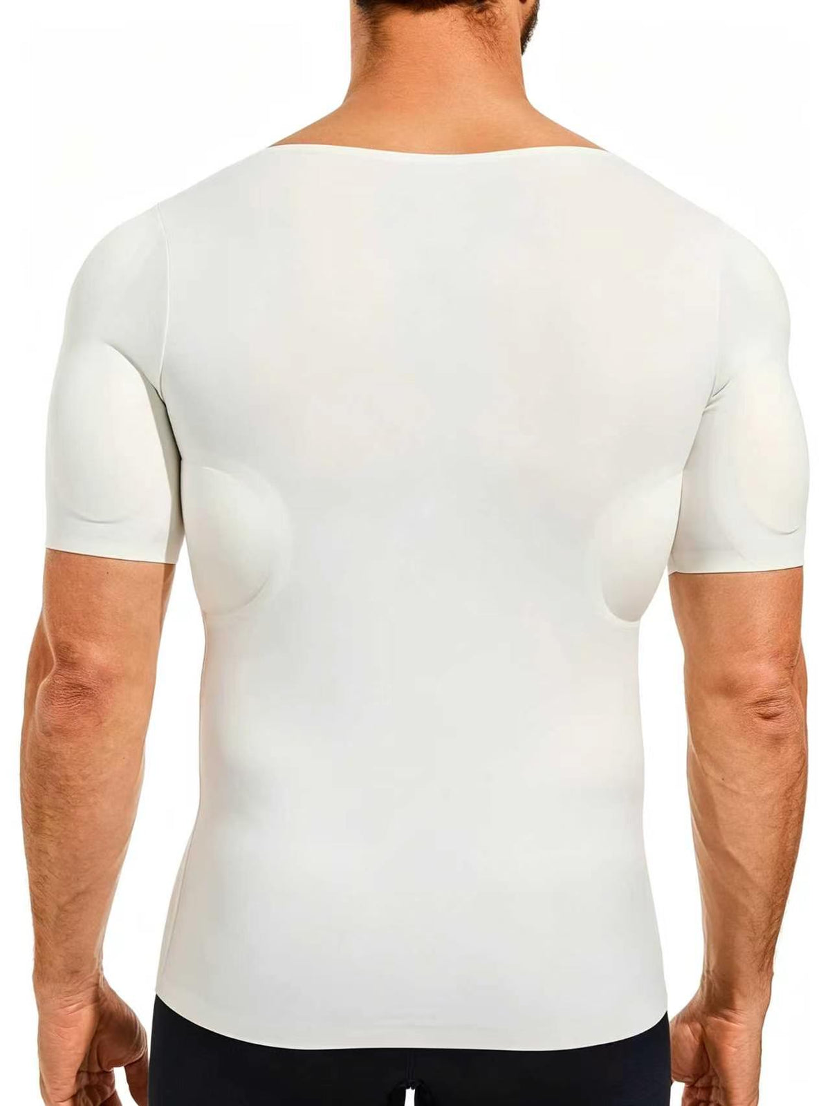 Men's Slim Fit Crew Neck Short Sleeve T-Shirt with Removable Muscle Pads, Cooling High Stretch Ice Silk Top